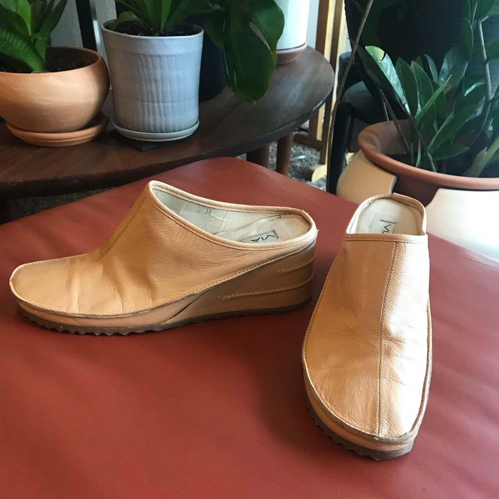 Via Spiga wedge leather mules
